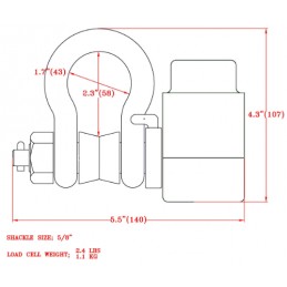 Lastmess Schäkel-Pin für 5/8 Zoll Schäkel, 1000kg | 10:1