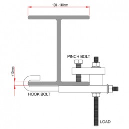 Adjustable Girder Clamp, 250kg | 100 - 140mm, noir