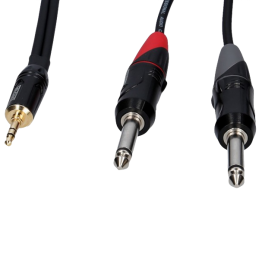 Câble stéréo miniJack3.5 » 2xJack6.3, noir, 1m