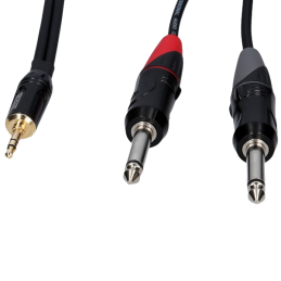 Stereo Kabel miniJack3.5 » 2xJack6.3, schwarz, 1m