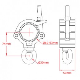 Mammoth Hanging Clamp, 340kg, aluminium poli