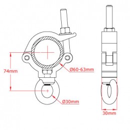 Slimline Mammoth Hanging Clamp, 300kg, aluminium poliert