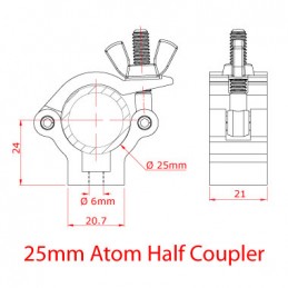 Atom Hanging Clamp - 25mm, 100kg, aluminium poliert