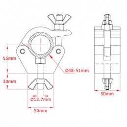 Half Coupler mit Fixing Kit, 750kg, aluminium poliert