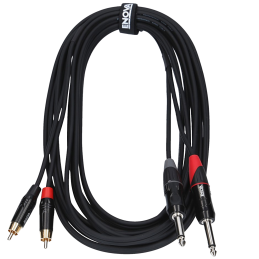 Stereo Kabel Jack6.3 «» Cinch, schwarz, 5m