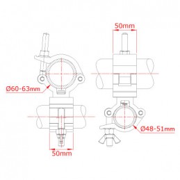 Mammoth 50mm «» 60mm 90 Deg Fixed Coupler, 500kg | aluminium poliert