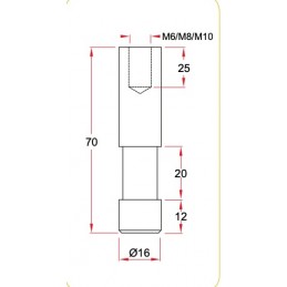 Beamer Spigot 16mm M10 | Aluminium roh