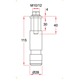 TV-Zapfen 28mm Kurzschaft M10 Female | Aluminium roh