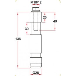 TV-Zapfen 28mm Langschaft M10 Female | Aluminium roh