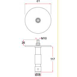 TV-Zapfen 28mm Followspot Ø120mm | Stahl verchromt