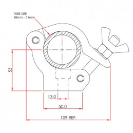 Side Entry Clamp 50mm, 750kg | 5:1 | aluminium poli