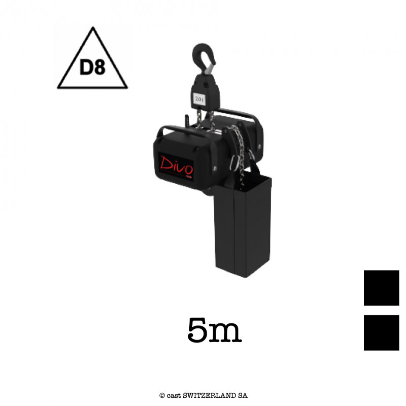 FOUR D8, 2000kg | 8:1 | 2m/min | schwarz | Kette 5m, schwarz