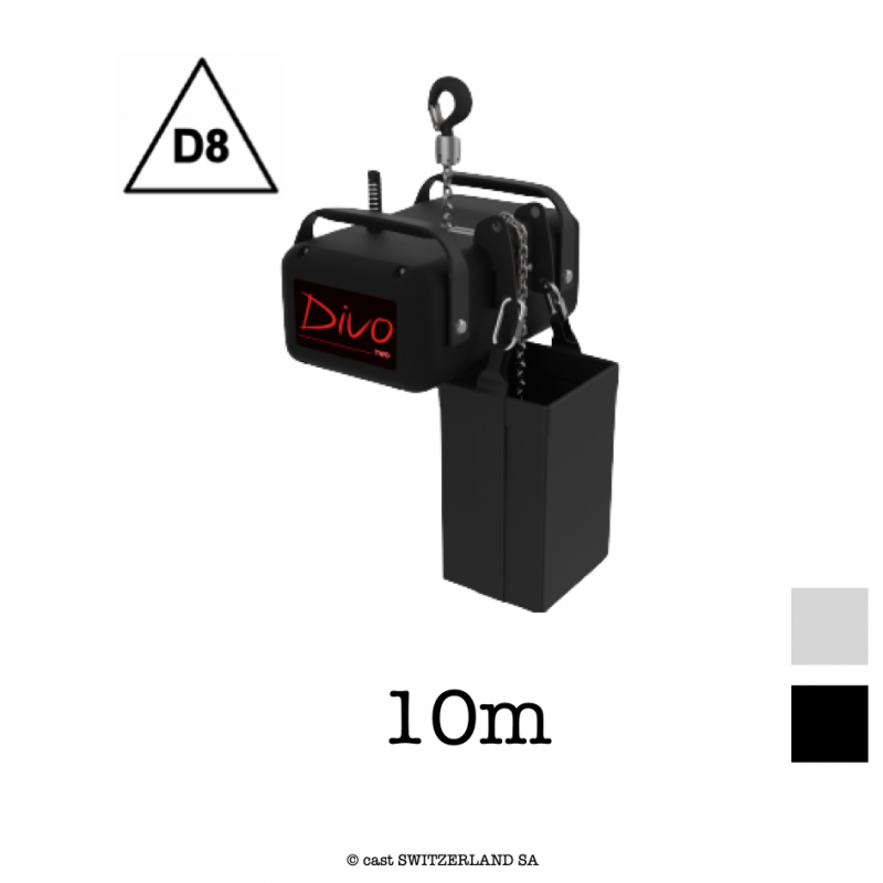 TWO D8, 500kg | 5:1 | 4m/min | schwarz | Kette 10m, verzinkt