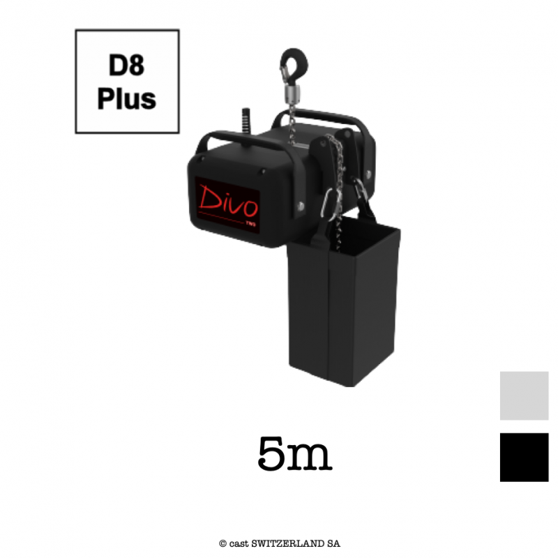 TWO D8plus, 250kg | 10:1 | 8m/min | noir | Châine 5m, galvanisé