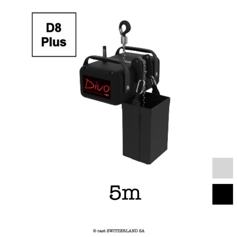 TWO D8plus, 250kg | 10:1 | 8m/min | schwarz | Kette 5m, verzinkt