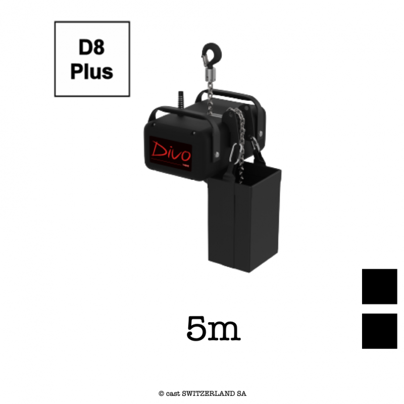 THREE D8plus, 500kg | 8:1 | 8m/min | schwarz | Kette 5m, schwarz