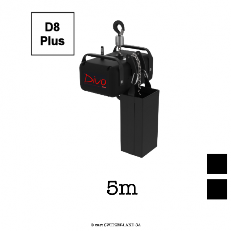 FOUR D8plus, 1000kg | 8:1 | 4m/min | schwarz | Kette 5m, schwarz