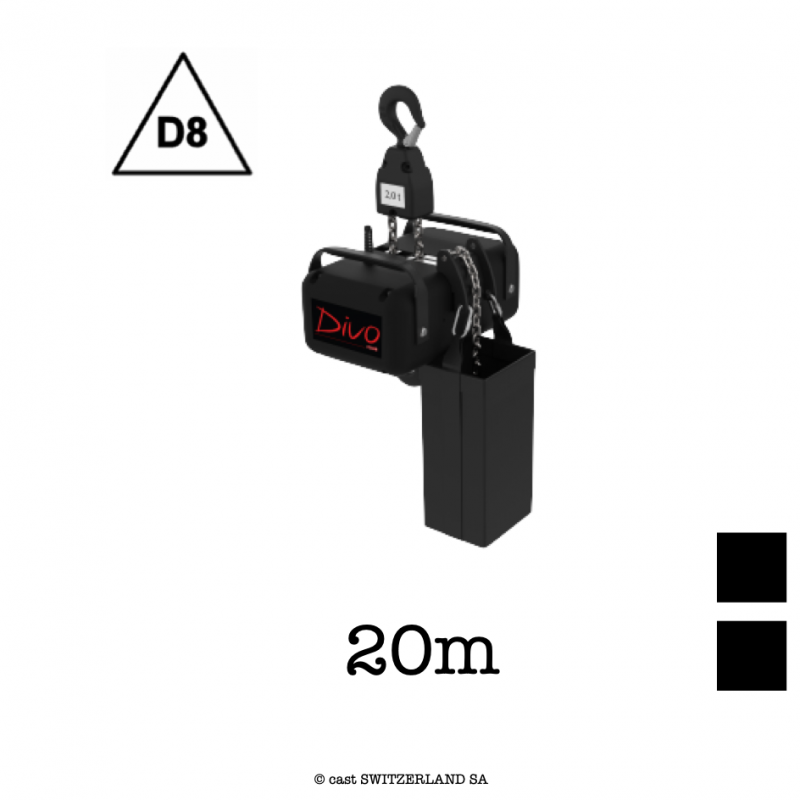 FOUR D8, 2000kg | 8:1 | 2m/min | schwarz | Kette 20m, schwarz