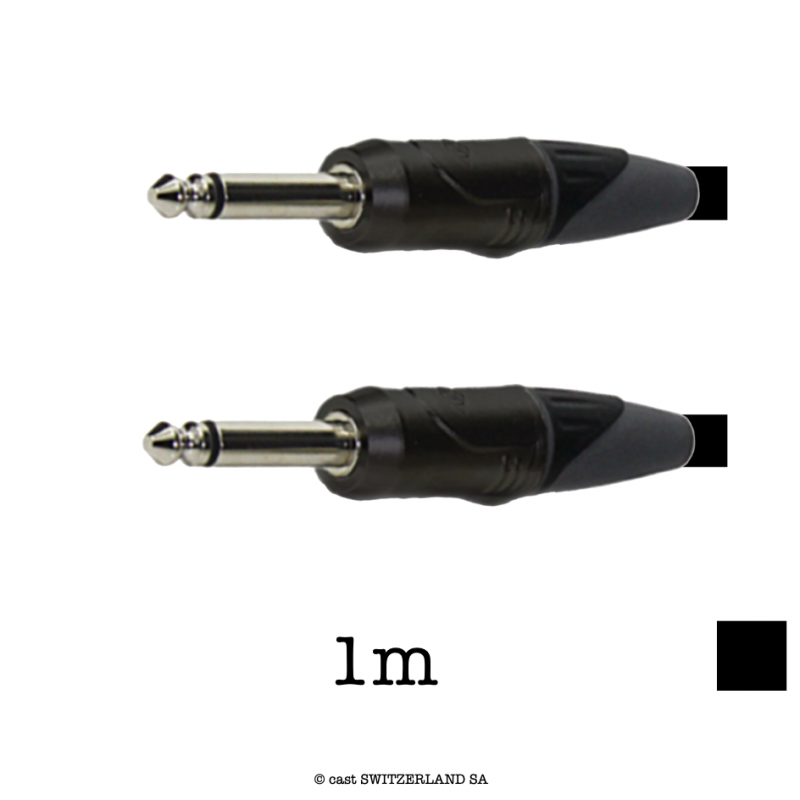 Câble d'instrumentation Jack6.3 mâle, noir, 1m