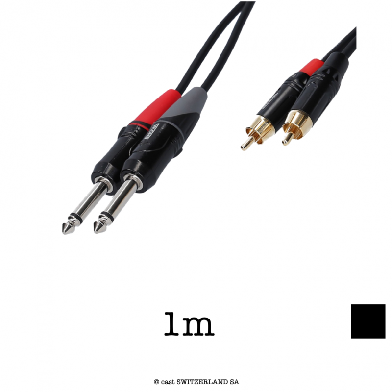 Stereo Kabel Jack6.3 «» Cinch, schwarz, 1m