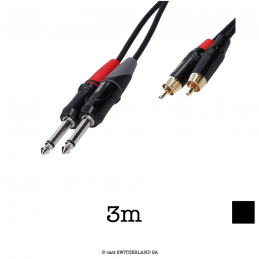 Câble stéréo Jack6.3 «» Cinch, noir, 3m