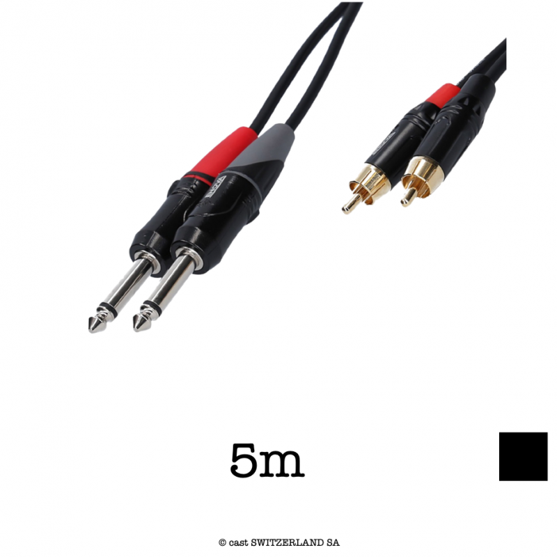 Stereo Kabel Jack6.3 «» Cinch, schwarz, 5m