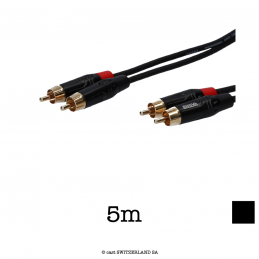 Câble stéréo Cinch, noir, 5m