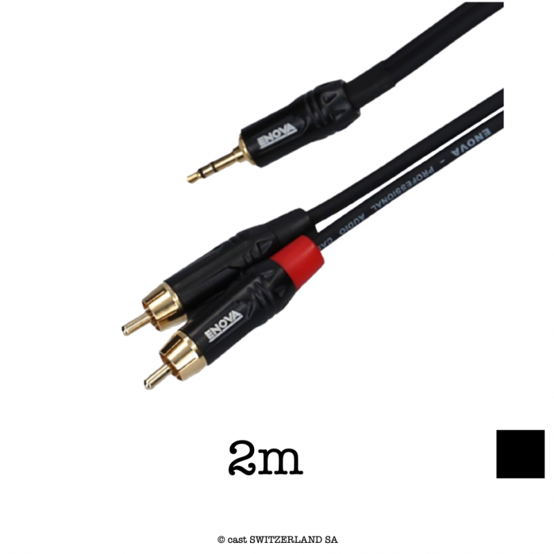 Stereo Kabel miniJack3.5 » Cinch, schwarz, 2m