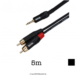 Câble stéréo miniJack3.5 » Cinch, noir, 5m