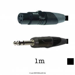 Mikrofonkabel Jack6.3 «» XLR3F, schwarz, 1m