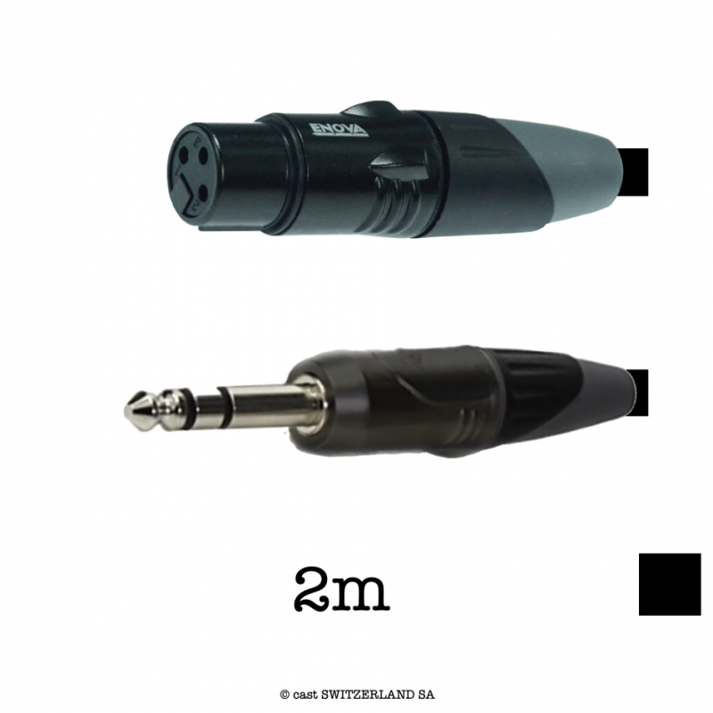 Mikrofonkabel Jack6.3 «» XLR3F, schwarz, 2m