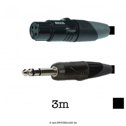 Mikrofonkabel Jack6.3 «» XLR3F, schwarz, 3m