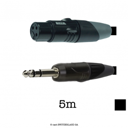 Câble Mikrophone Jack6.3 «» XLR3F, noir, 5m