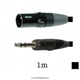 Câble Mikrophone Jack6.3 «» XLR3M, noir, 1m