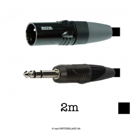 Câble Mikrophone Jack6.3 «» XLR3M, noir, 2m