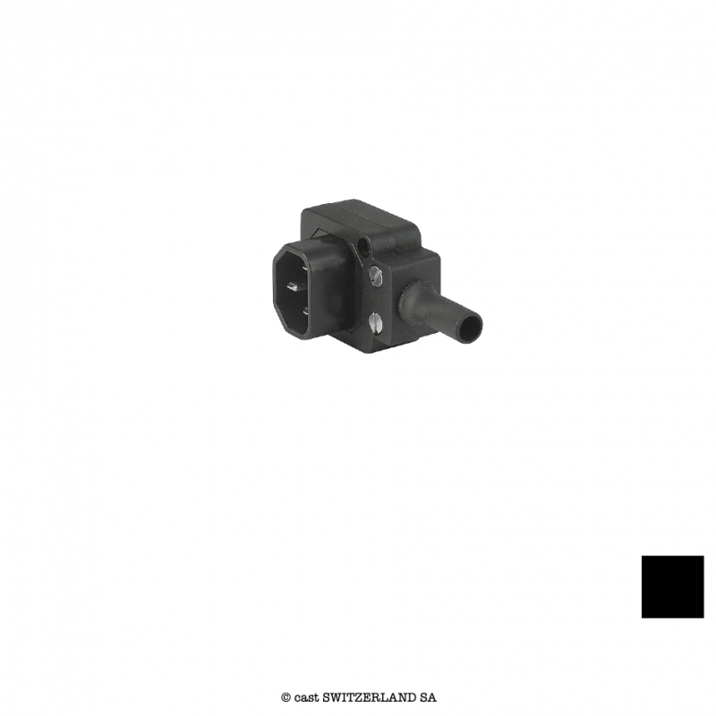 Apparatestecker C14 gewinkelt | schwarz