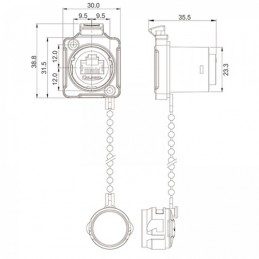 Connecteur de châssis RJ45 métal IP65 | argent