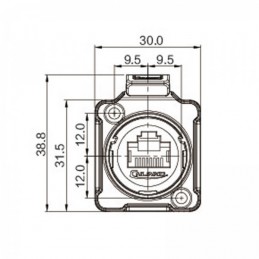 Connecteur de châssis RJ45 métal IP65 | argent