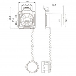 RJ45 Einbaubuchse IP65 | schwarz