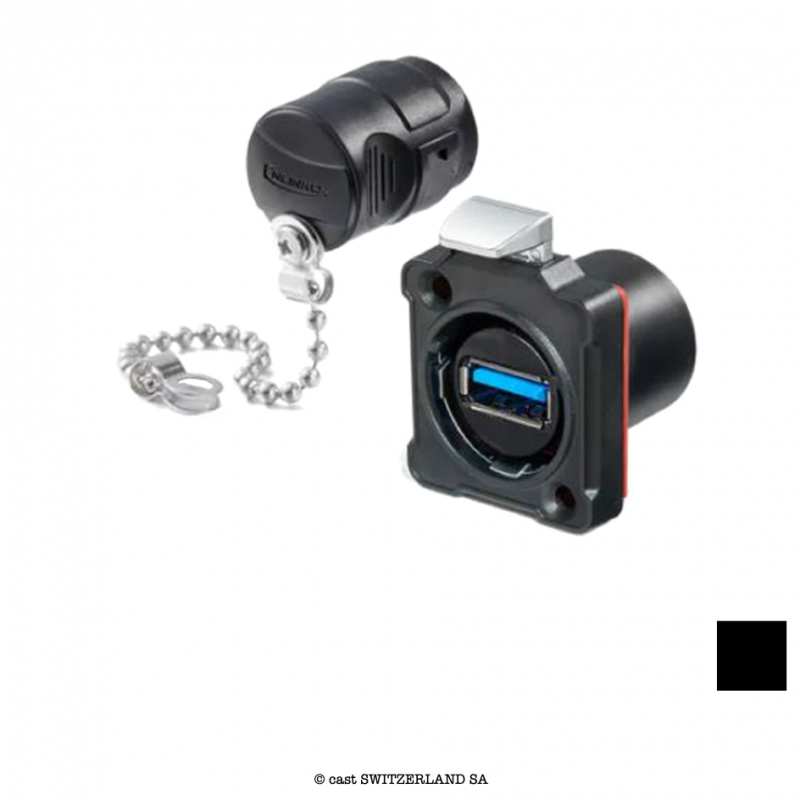 USB 3.0 Typ A Einbaubuchse IP65 | schwarz