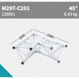 M29T-C201 Ecke 2-Weg 45° | schwarz | L= 100cm