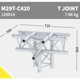 M29T-C416 Joint en T 4-voies vertical apex down | argent | L= 71cm