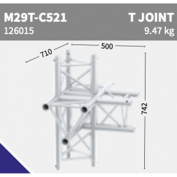 M29T-C521 Joint en T 5-voies vertical apex down | argent | L= 71cm