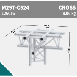 M29T-C524 Croix 5-voies vertical apex down | argent | L= 71cm