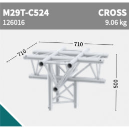 M29T-C524 Kreuz-Stück 5-Weg vertikal Apex down | schwarz | L= 71cm