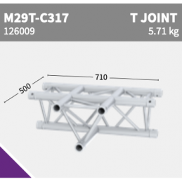 M29T-C317 Joint en T 3-voies | noir satiné 30%gloss | L= 71cm