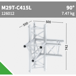 M29T-C415L Ecke 4-Weg 90° Apex down l | schwarz | L= 50cm