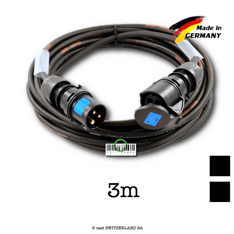 Kabel CEE16-3 PCE schwarz | TITANEX 3G2.5 | schwarz, 3m