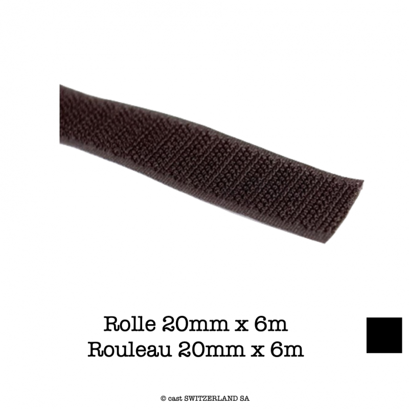 VELCRO ADHESIVE, HOOK Rouleau 20mm x 6m | noir