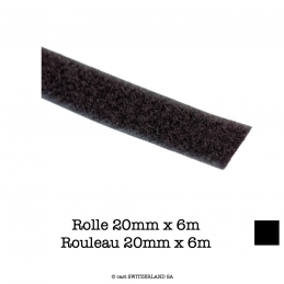VELCRO NON-ADHESIVE, LOOPFAST Rouleau 20mm x 6m | noir